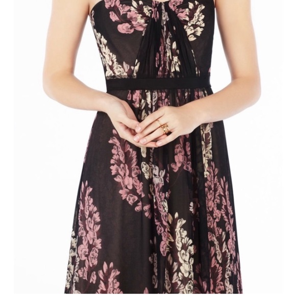 BCBG Maxazria Amber Strapless Floral Print Maxi Gown Dress- 12 - Picture 2 of 15
